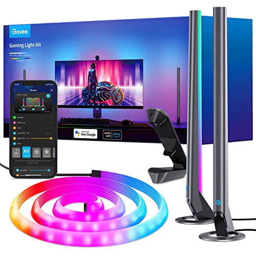 Govee RGBIC Gaming Neon LED Strip, mit Lightbar und Kamera, WiFi Hintergrundbeleuchtung für 24-32 Zoll PC, kompatibel mit Alexa und Google, App-Steuerung, für Gaming-Schreibtisch, Weihnachten Deko