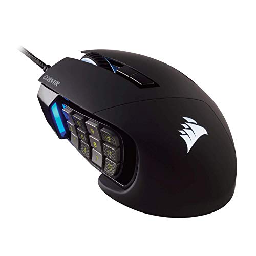 Corsair, USB, Scimitar Pro RGB – MMO Gaming Maus – 16.000 DPI optischer Sensor – 12 programmierbare Seitentasten – Schwarz