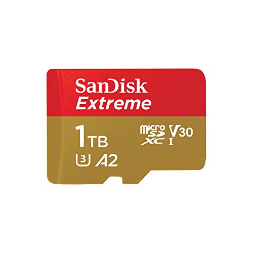 SanDisk Extreme 1 TB microSDXC Memory Card + SD Adapter with A2 App Performance + Rescue Pro Deluxe, Up to 160 MB/s, Class 10, UHS-I, U3, V30