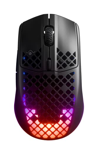 SteelSeries Aerox 3 Wireless - RGB Gaming-Mouse mit Öffnungen in der Oberfläche - Federleichtes, wasserabweisendes Design - Optischer TrueMove Air-Sensor mit 18.000 DPI - Onyx