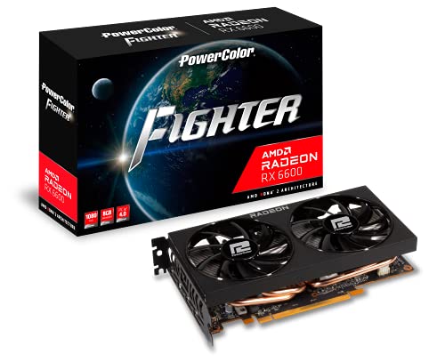 Powercolor Fighter AMD Radeon RX 6600 Grafikkarte mit 8GB GDDR6 Speicher, AXRX 6600 8GBD6-3DH