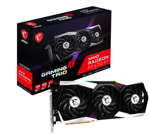 MSI Radeon RX 6750 XT GAMING X TRIO 12G Grafikkarte - AMD RX 6750 XT, GPU 2554/2623 MHz, 12000MB DDR6 Speicher, Memory Speed 18000 MHz, Memory Bus 192bit