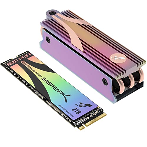 SABRENT Gaming M.2 NVMe SSD 2TB mit Kühlkörper, Internes Solid State 7300 MB/s Lesen, PCIe 4.0 7GBps (SB-RKTG-GHSK-2TB)