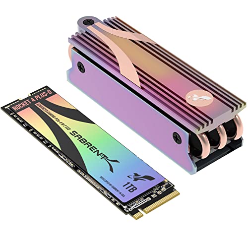 SABRENT Gaming M.2 NVMe SSD 1TB mit Kühlkörper, Internes Solid State 7300 MB/s Lesen, PCIe 4.0 7GBps (SB-RKTG-GHSK-1TB)