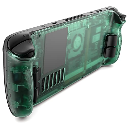 JSAUX Transparente Rückplatte kompatibel mit Steam Deck, DIY Clear Edition Ersatzgehäuse-Set kompatibel mit Steam Deck, Tasten mit DREI verschiedenen Höhen und Haptik – PC0106 [Grün]