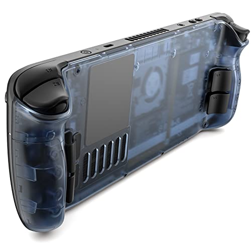 JSAUX Transparente Rückplatte kompatibel mit Steam Deck, DIY Clear Edition Ersatzgehäuse-Set kompatibel mit Steam Deck, Tasten mit DREI verschiedenen Höhen und Haptik – PC0106 [Blau]