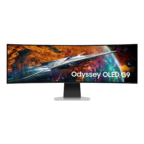 Samsung Odyssey OLED G9 Curved Gaming Monitor G95SC, 49 Zoll, QD-OLED-Panel, 5.120 x 1.440 Pixel, Bildwiederholrate 240 Hz, Reaktionszeit 0,03 ms, Mit Lautsprechern, Inkl. Fernbedienung