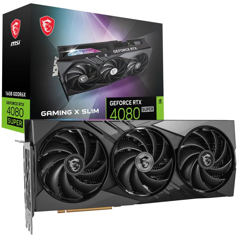 MSI GeForce RTX 4080 SUPER 16G Gaming X Slim Grafikkarte - RTX 4080 GPU, 16GB GDDR6X (23Gbps/256-bit), PCIe 4.0, TRI FROZR 3, HDMI 2.1, DisplayPort 1.4a