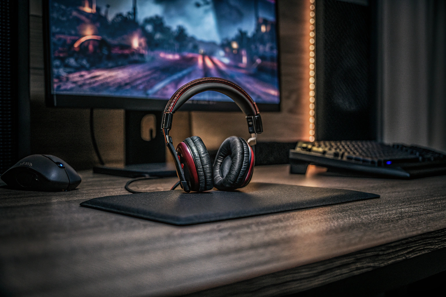 Das HyperX Cloud III Gaming-Headset in einer stimmungsvollen Gaming-Umgebung. HyperX Cloud III Gaming Headset