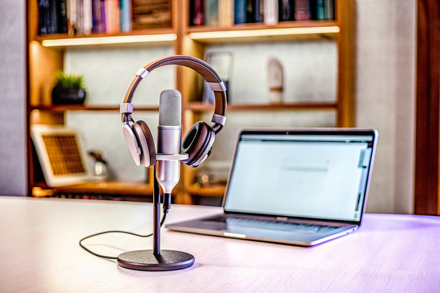 Das Jabra Evolve2 40 SE Headset im Einsatz bei einer Podcast-Aufnahme. Jabra Evolve2 40 SE bei Podcast-Aufnahme