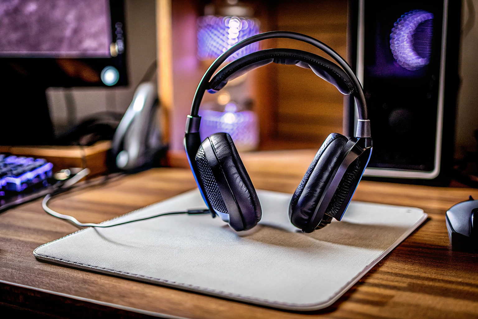 Das Logitech G432 Gaming-Headset mit einem Gaming-PC. Logitech G432 Gaming-Headset