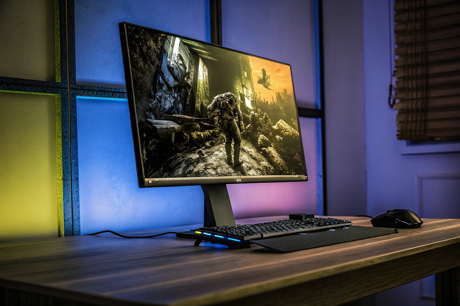 Der Acer Nitro KG272S3 Monitor auf einem Gaming-Setup mit RGB-Beleuchtung. Acer Nitro Gaming Monitor