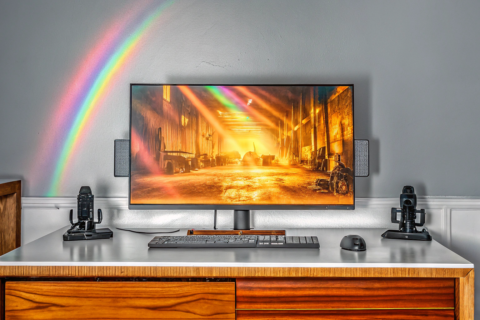 Der AOC Gaming CU34G2XP Monitor in Aktion, ideal für Gaming und Streaming mit HDR-Unterstützung. AOC Gaming CU34G2XP Monitor