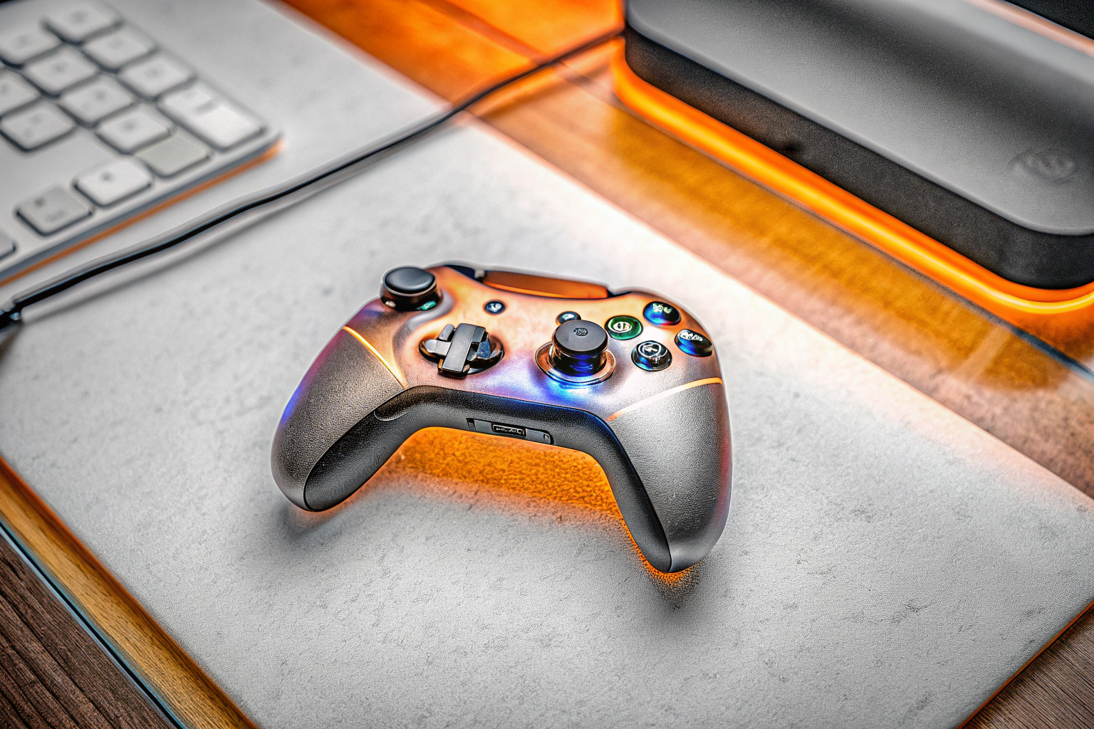 Der GameSir Cyclone 2 Controller mit seiner RGB-Beleuchtung, perfekt für nächtliche Gaming-Sessions. GameSir Cyclone 2 Controller mit RGB-Lichtern