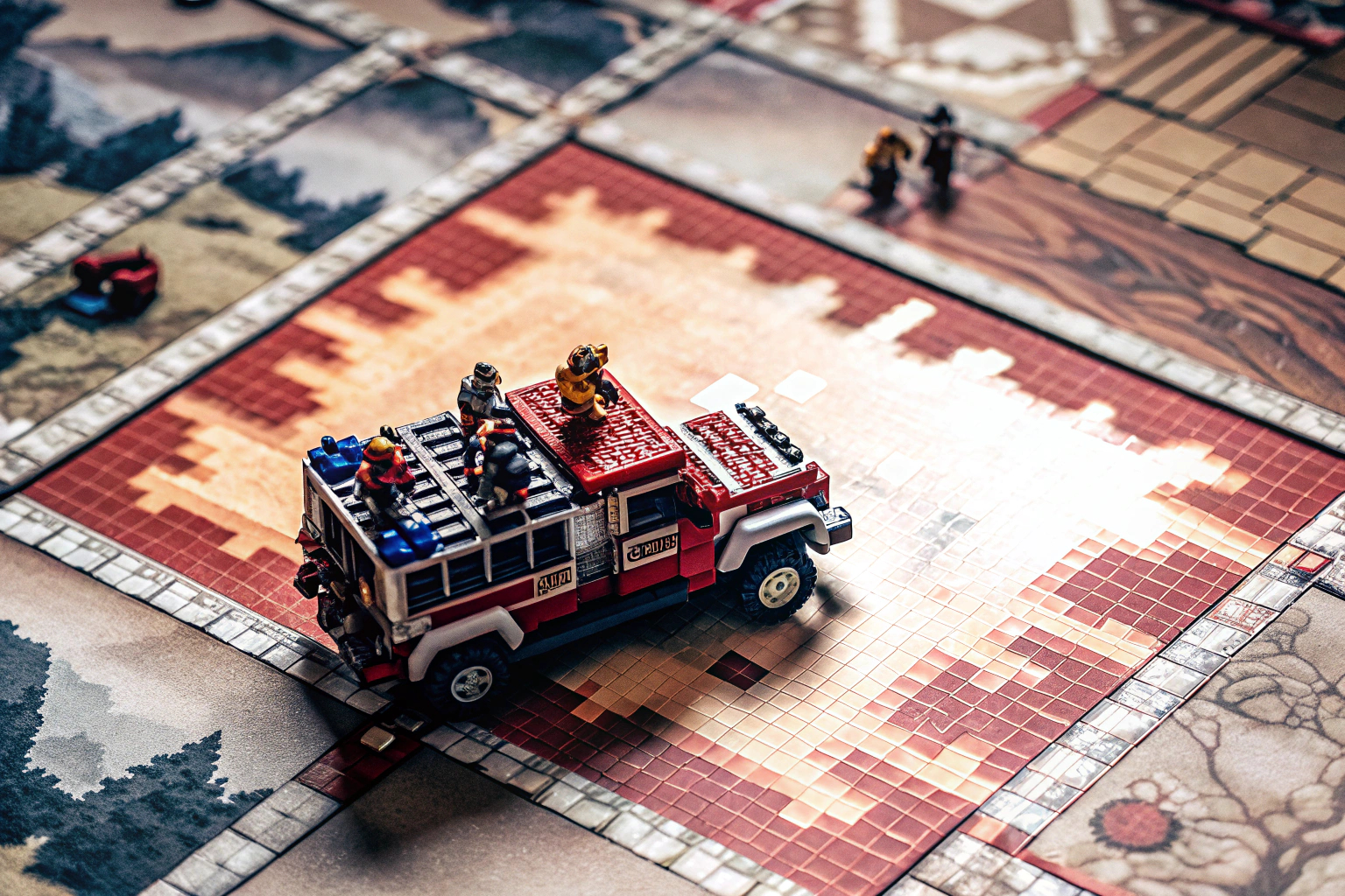 Der LEGO Gaming Turnier Truck auf einer Spielmatte LEGO Gaming Turnier Truck