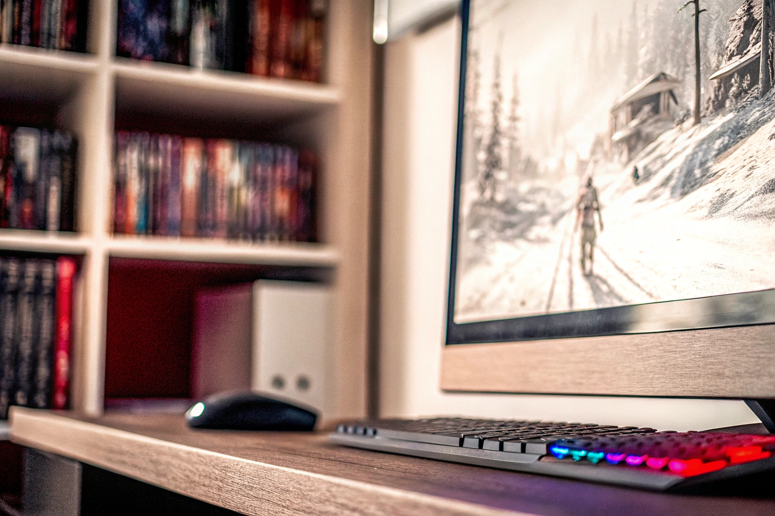 Detailaufnahme eines Gamers, der in ein erzählerisches Spiel vertieft ist. Gamer, der ein erzählerisches Spiel spielt