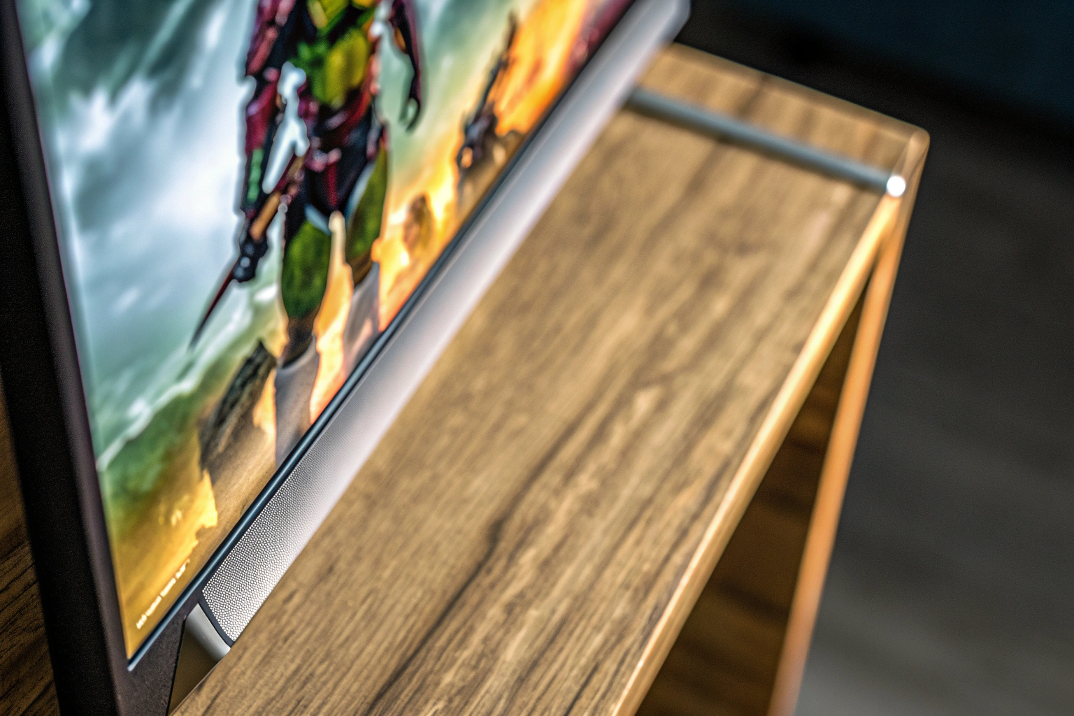 Detailaufnahme eines Gaming-Monitors mit einem intensiven Spielerlebnis. Gaming-Monitor im Einsatz