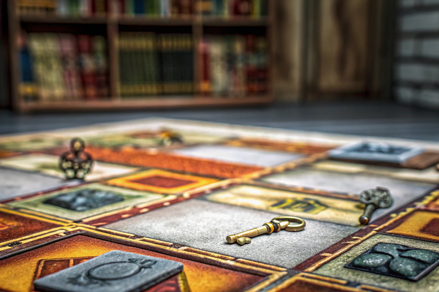 Detailaufnahme eines kooperativen Abenteuerspiels, das Spieler beim Lösen eines Rätsels zeigt. Kooperatives Abenteuerspiel