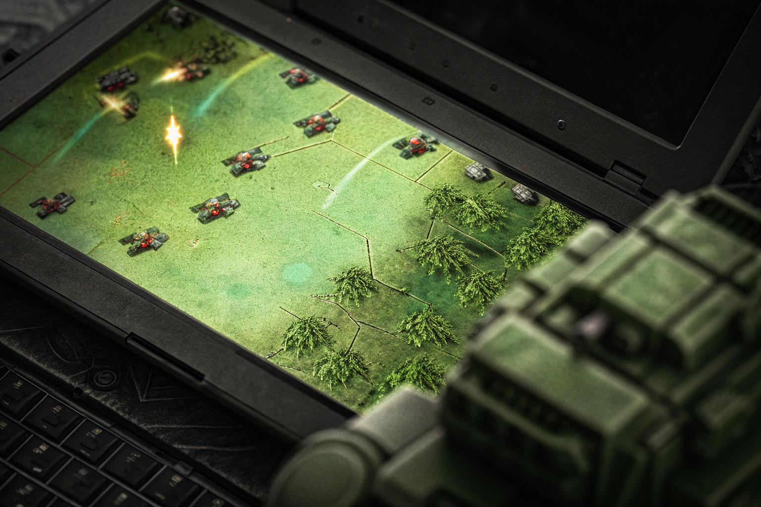 Detailaufnahme von StarCraft II, einem der bekanntesten Echtzeit-Strategiespiele. StarCraft II Spielszene
