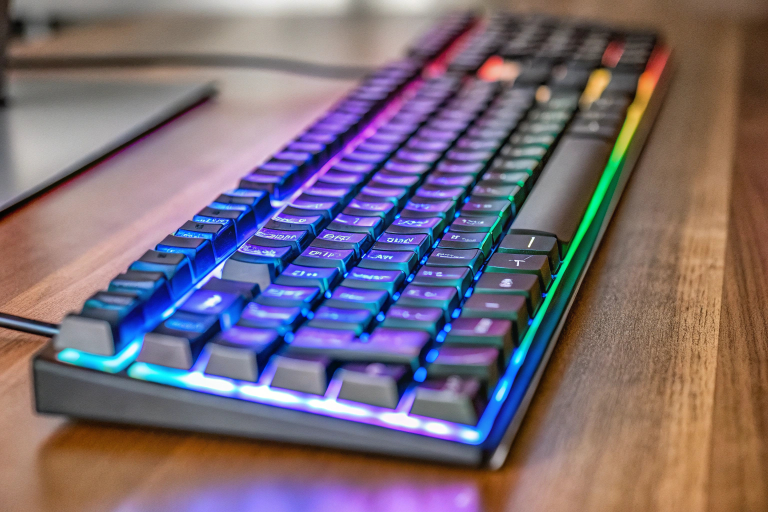 Die CORSAIR K55 RGB PRO Tastatur mit aktivierter RGB-Beleuchtung. CORSAIR K55 RGB PRO Tastatur