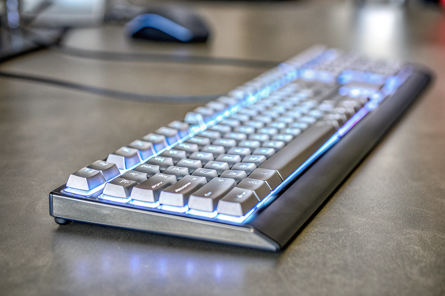 Die CORSAIR K55 RGB PRO Tastatur mit ihrer dynamischen RGB-Hintergrundbeleuchtung. CORSAIR K55 RGB PRO Tastatur
