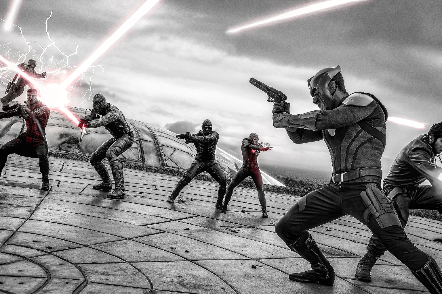 Die Guardians of the Galaxy in einem actiongeladenen Kampf gegen ihre Gegner. Guardians of the Galaxy Kampf