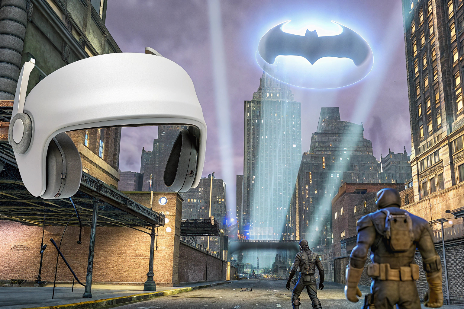 Die Meta Quest 3S in Aktion, während ein Spieler in einer virtuellen Batman-Welt kämpft. Meta Quest 3S VR-Headset