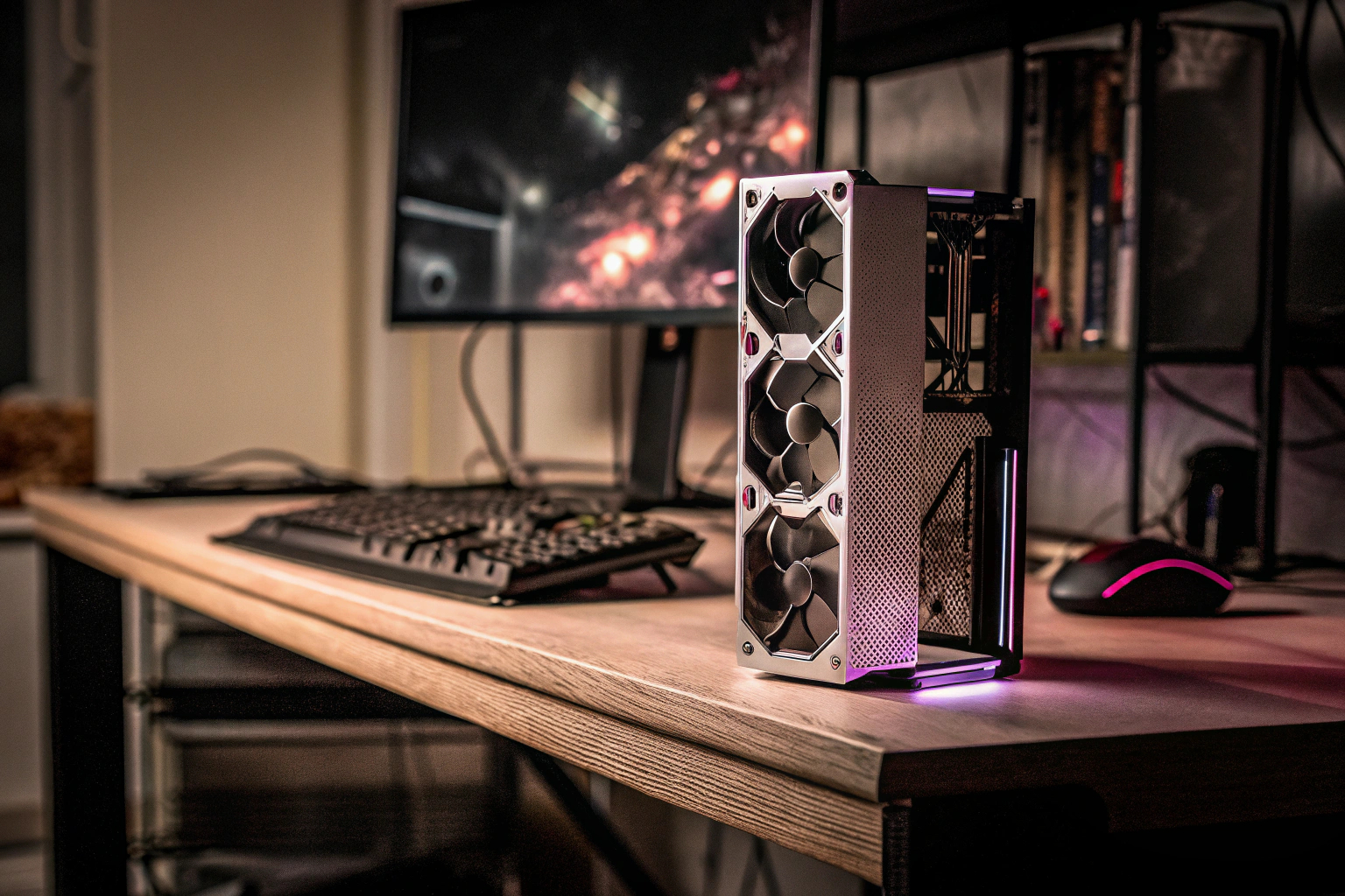Die Zotac GeForce RTX 3070 Ti Trinity OC Grafikkarte in einem modernen Gaming-Setup. Zotac GeForce RTX 3070 Ti Trinity OC