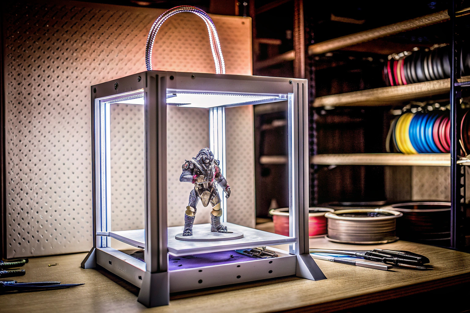 Ein 3D-Drucker, der eine benutzerdefinierte Spielfigur druckt. 3D-Drucker druckt Spielfigur
