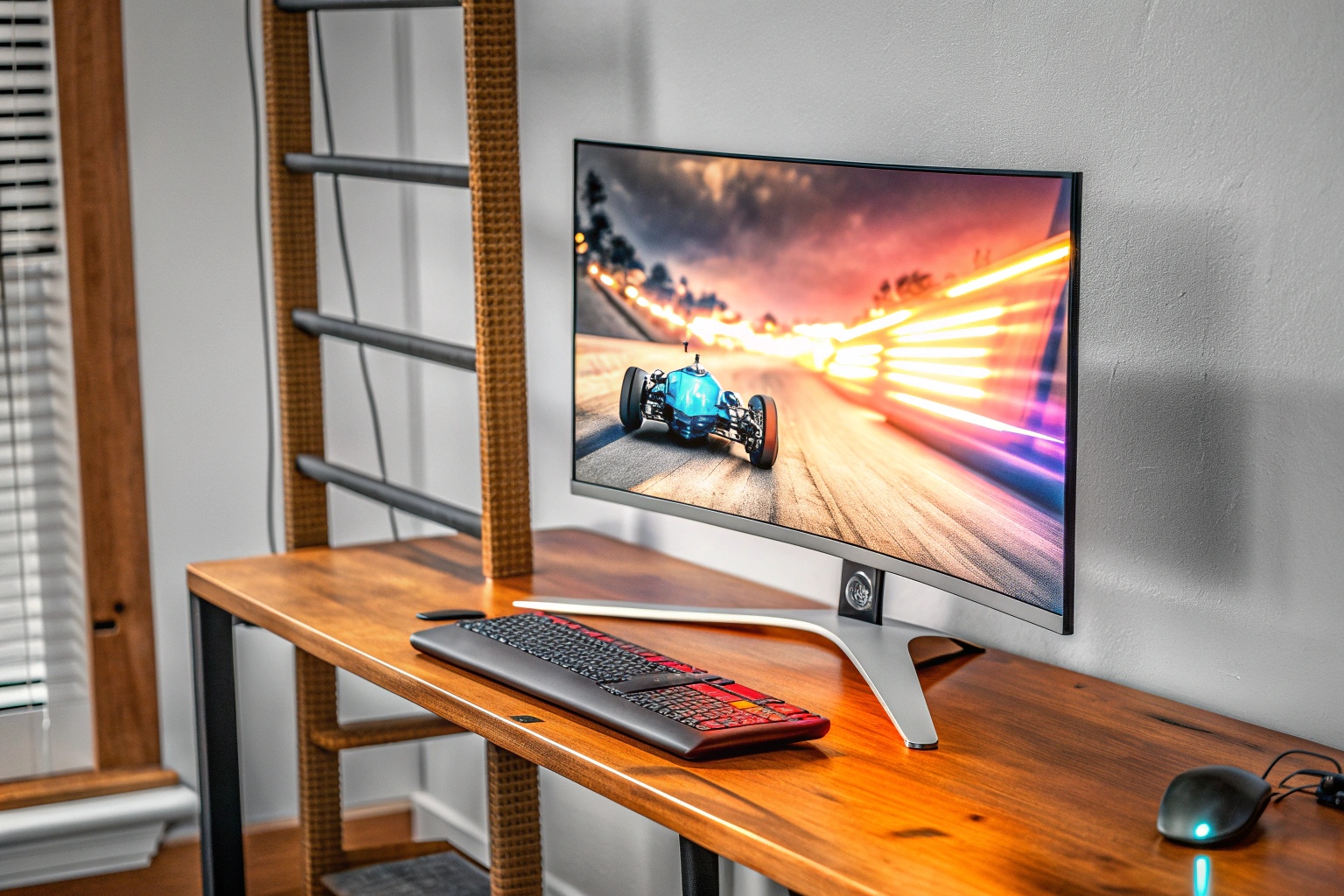 Ein AOC Gaming CQ27G2SE Monitor auf einem Schreibtisch, bereit für packende Spiele. AOC Gaming Monitor