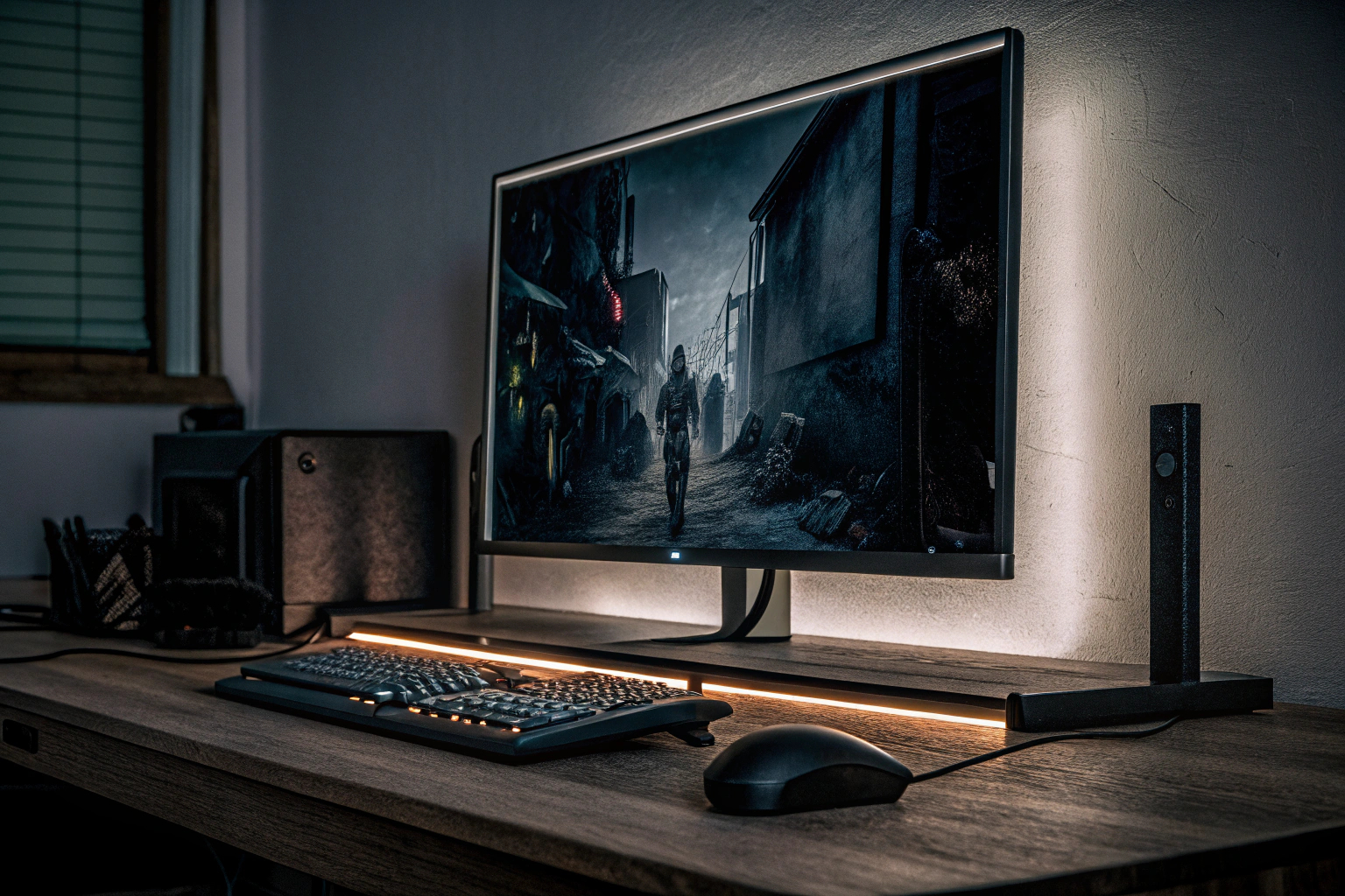 Ein ASUS VY249HGE Gaming Monitor, der in einem Gaming-Setup verwendet wird. ASUS VY249HGE Gaming Monitor