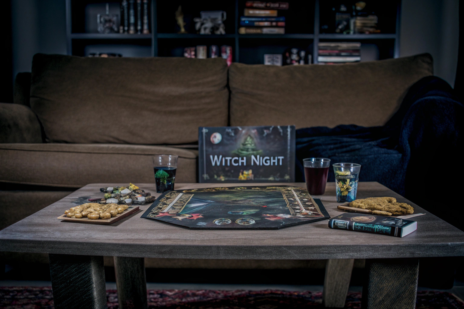 Ein aufregender Spieleabend mit Witch Night, bei dem Freunde gemeinsam Spaß haben und ihr Wissen testen. Spieleabend mit Witch Night
