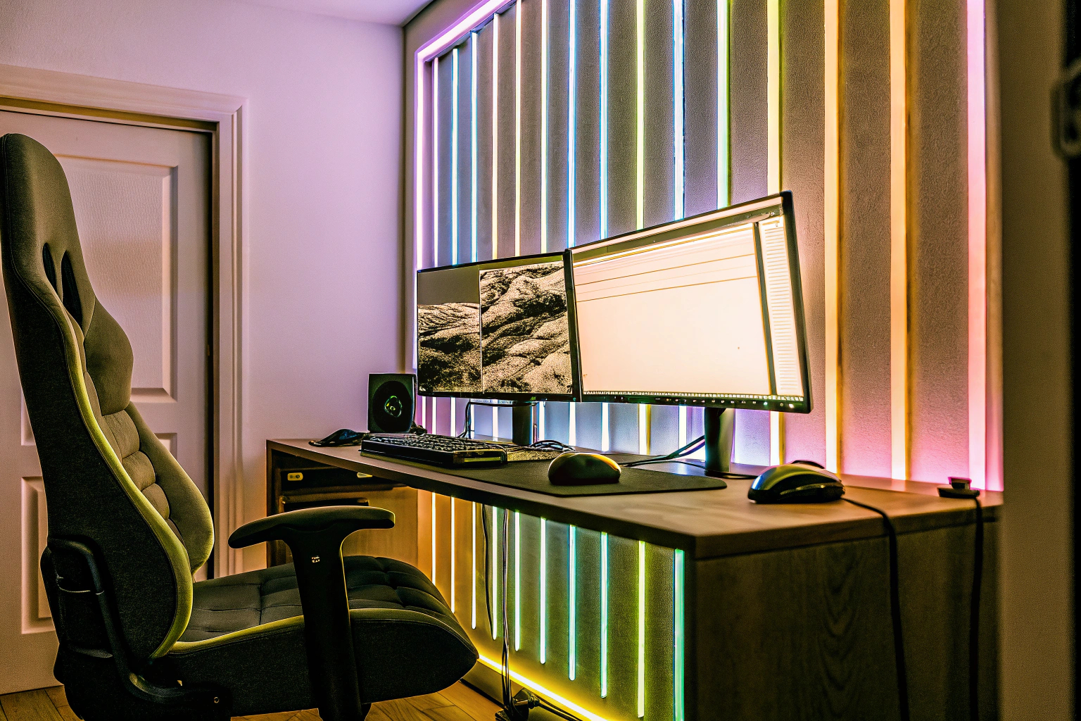 Gaming-Zimmer Dekoration mit Neon-Lichtern