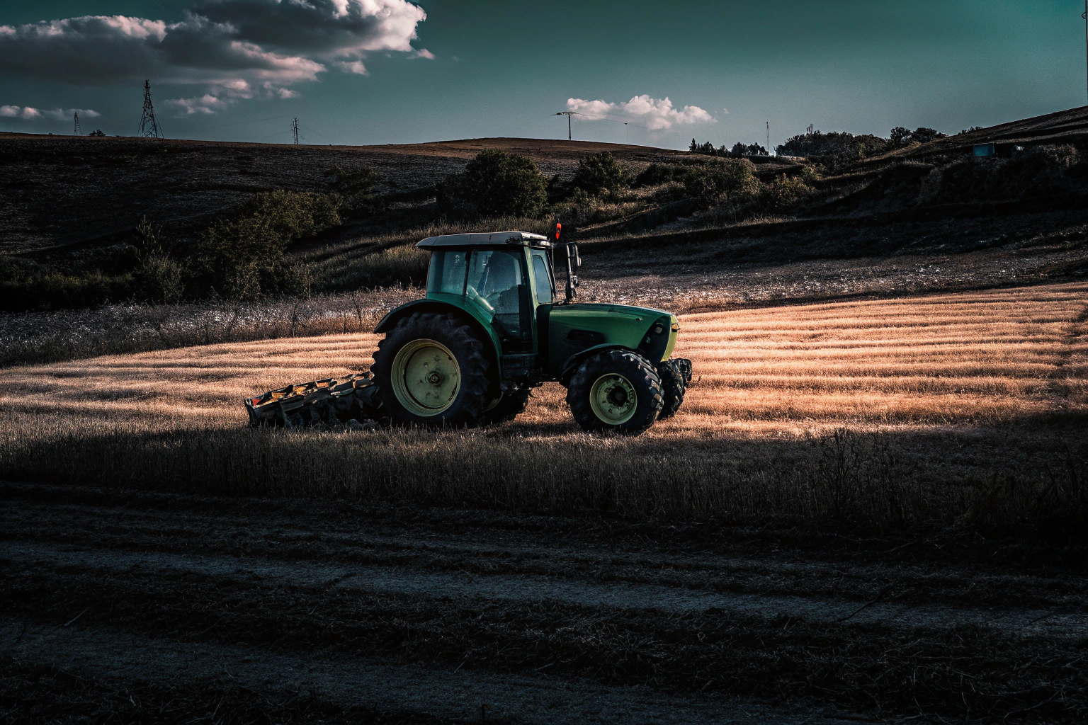 Ein Bild eines Traktors auf einem Feld, das den Landwirtschafts-Simulator darstellt. Landwirtschafts-Simulator