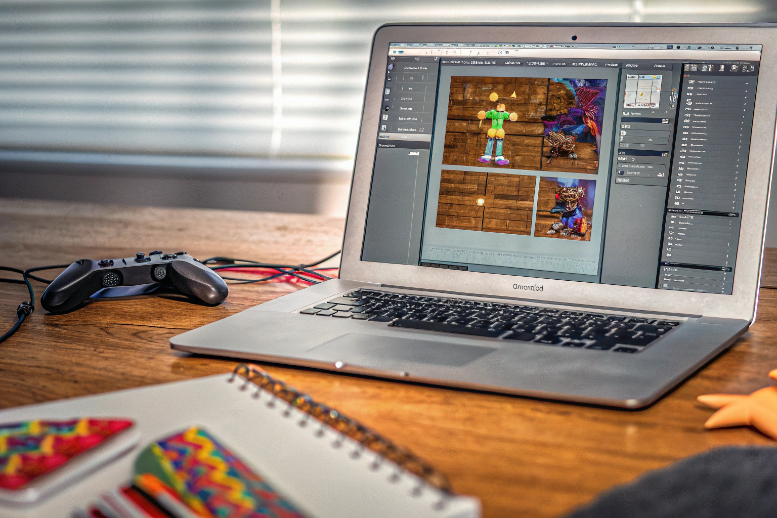 Ein Bild von einem Computerbildschirm mit einer Entwicklungsumgebung für Spiele. Spieleentwicklung auf einem Computer