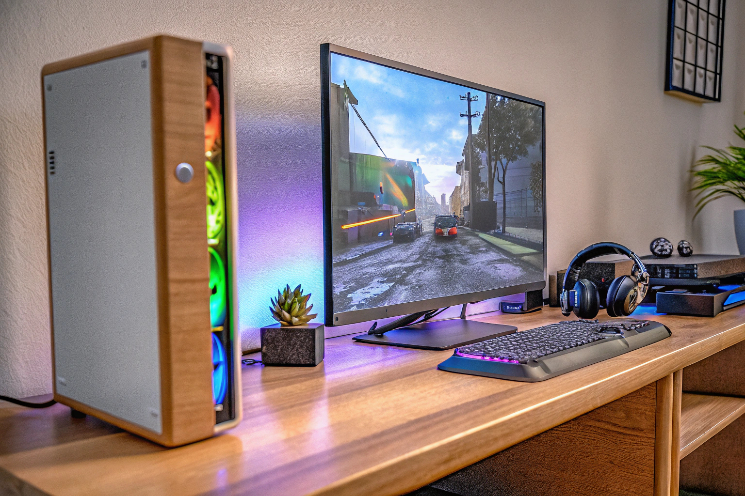 Gamer mit PC und Konsole