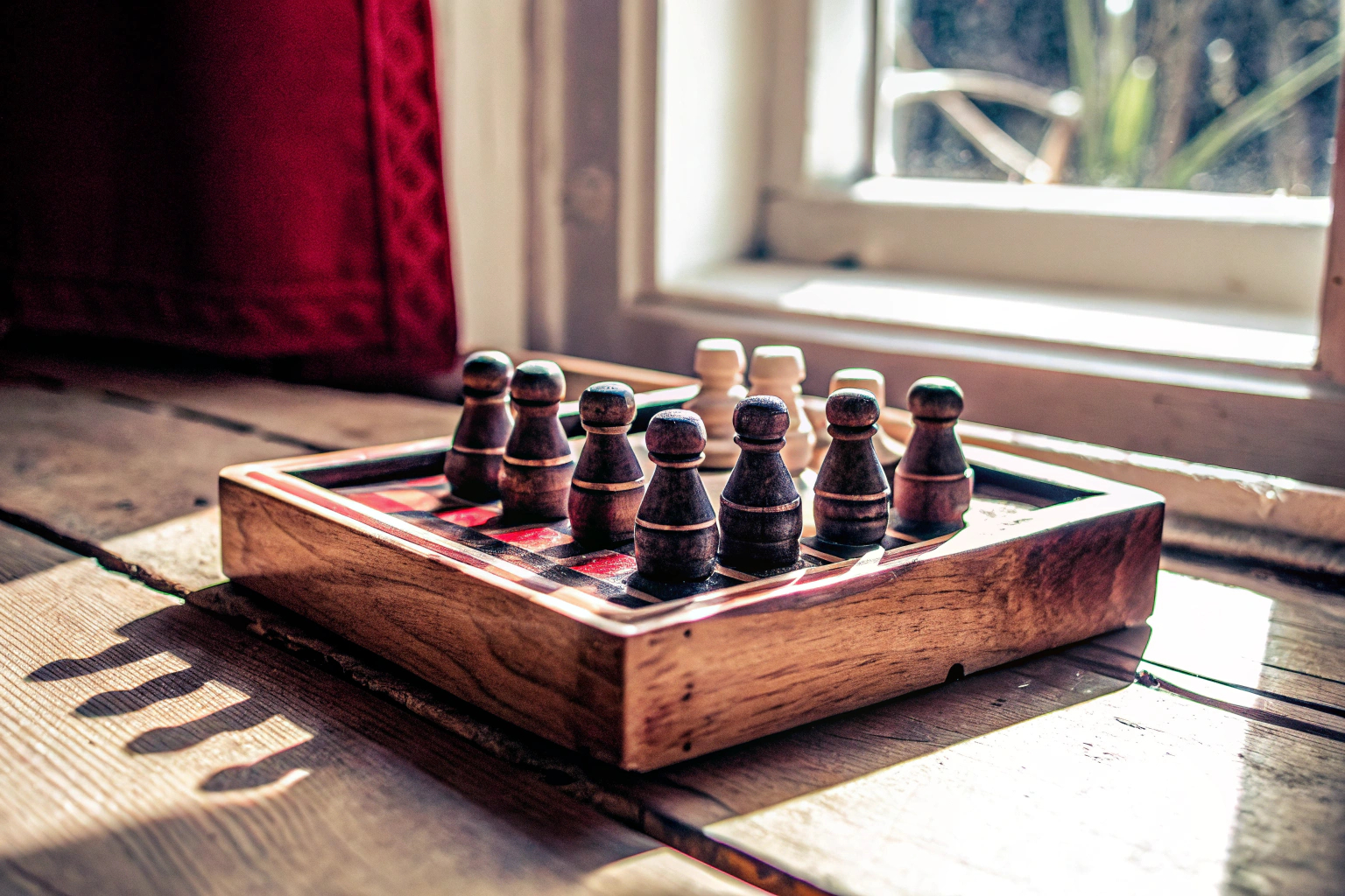 Ein Bild von einem hölzernen Geschicklichkeitsspiel, das Konzentration und Geduld erfordert. Holz Geschicklichkeitsspiel