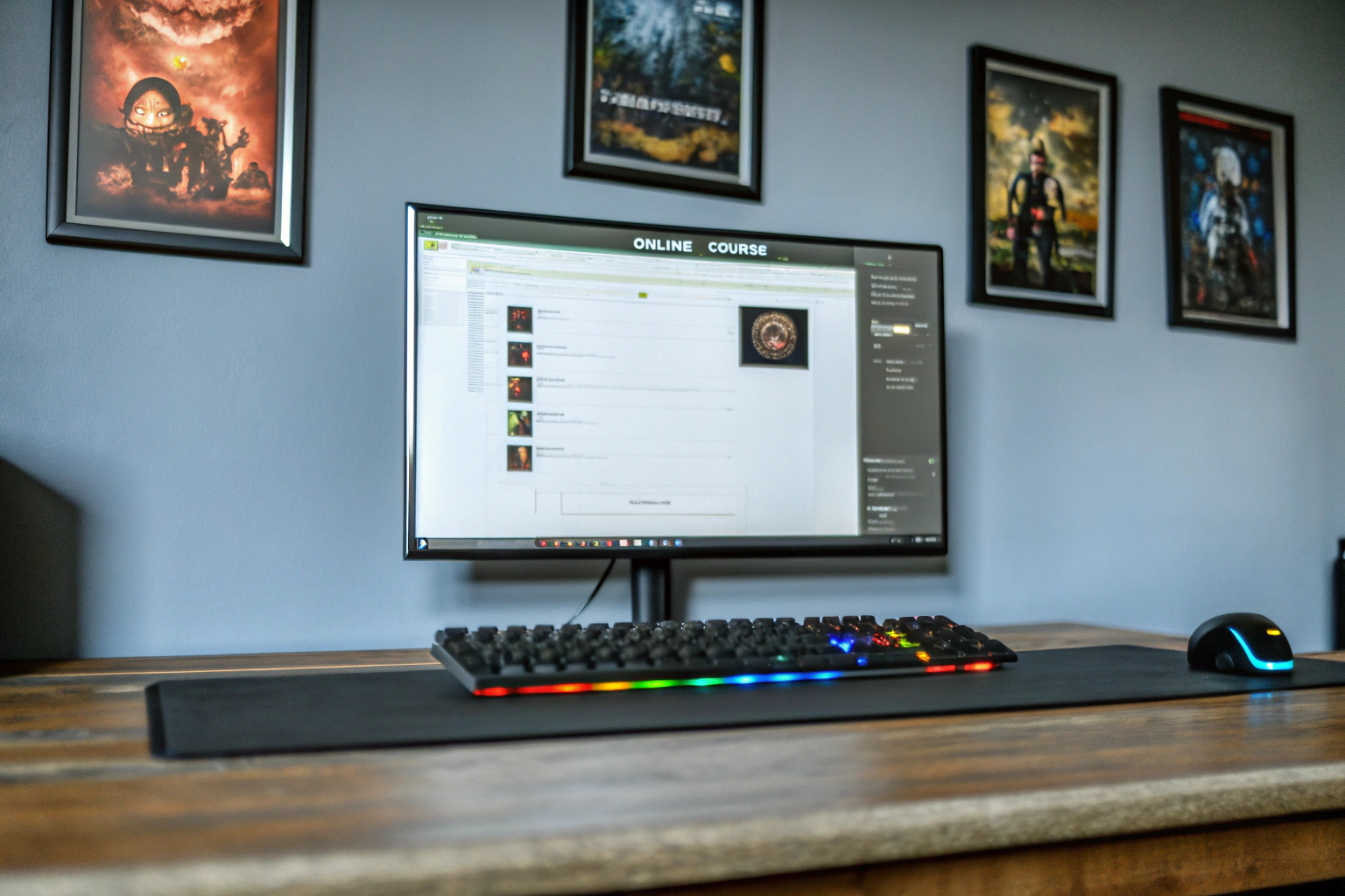 Ein Bild von einem Spieler, der an einem Online-Kurs teilnimmt, um seine Gaming-Fähigkeiten zu verbessern. Online-Kurs für Gamer