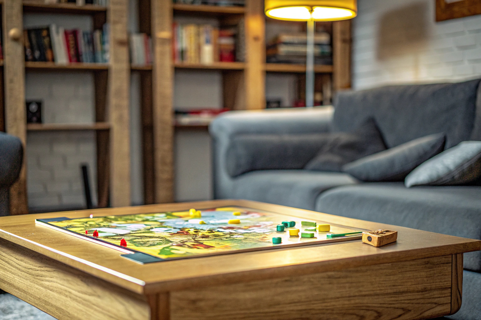 Ein Bild von einer Familie, die gemeinsam ein Brettspiel spielt. Familie beim Brettspielen