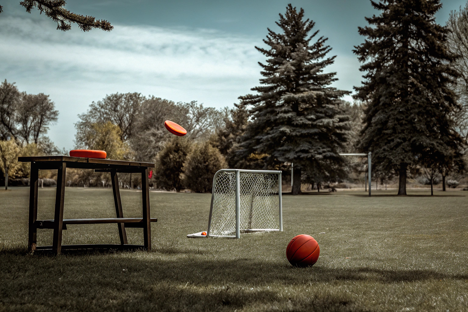 Ein Bild von Freunden, die gemeinsam ein physisches Sportspiel im Park spielen. Freunde spielen im Park ein Sportspiel