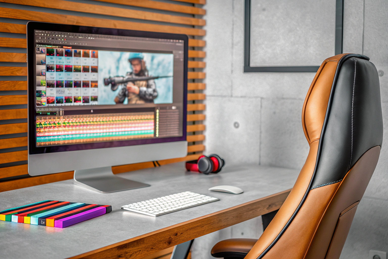 Ein Content-Creator, der ein Video bearbeitet. Content-Creator beim Bearbeiten
