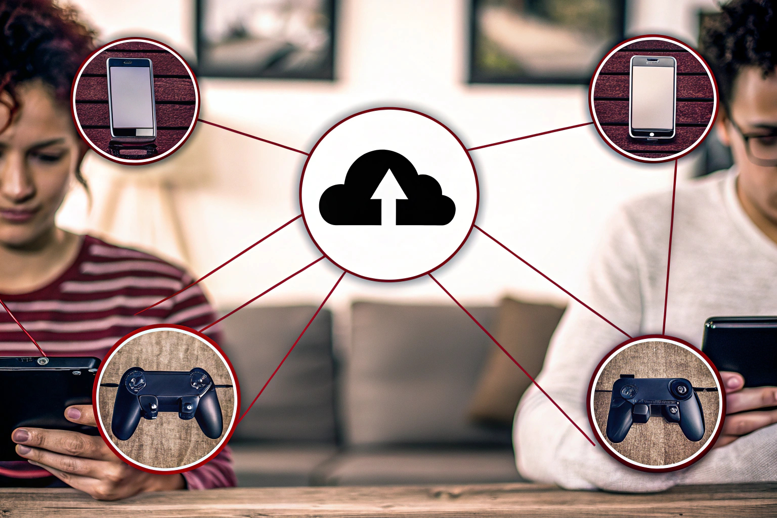 Ein Diagramm, das die Funktionsweise von Cloud Gaming zeigt, inklusive der Interaktion zwischen Benutzer, Cloud-Server und Endgerät. Diagramm zur Funktionsweise von Cloud Gaming