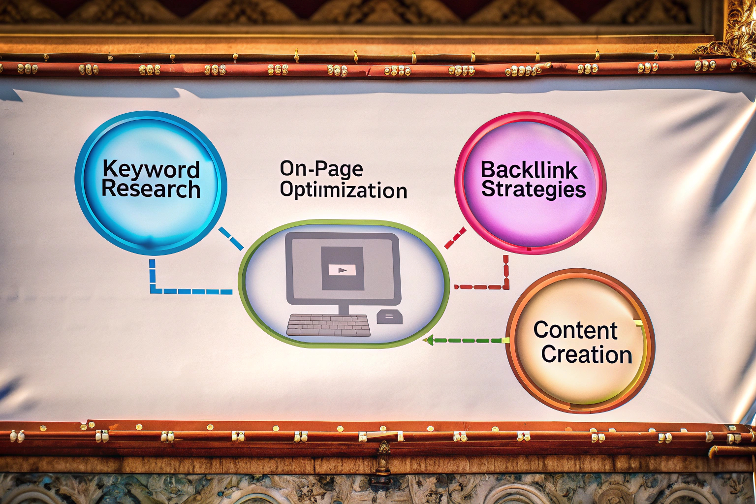 Ein Diagramm, das die SEO-Optimierung für Websites erklärt. SEO-Optimierung für Websites