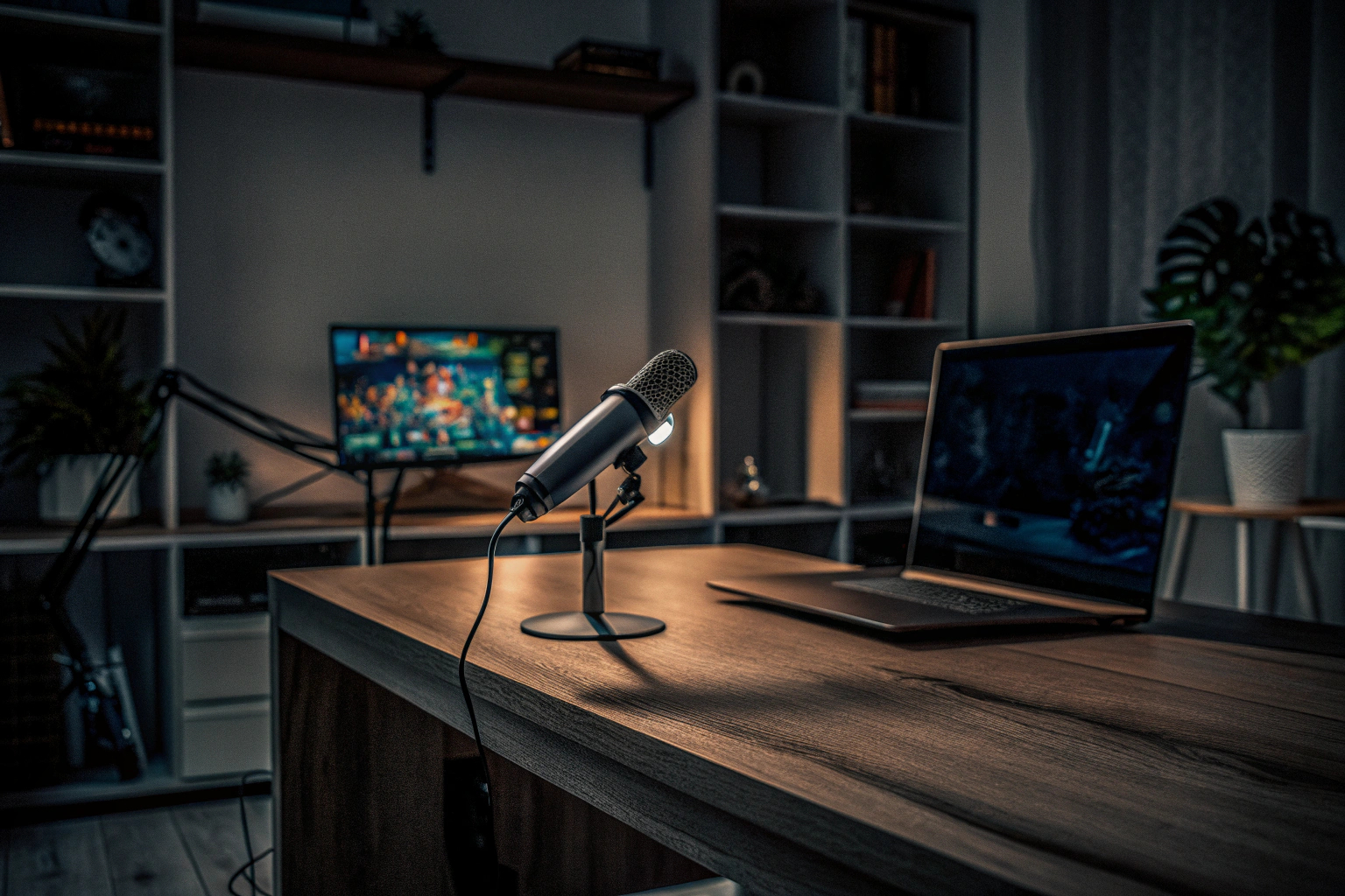 Ein einfaches Streaming-Setup mit Mikrofon, Kamera und Laptop Grundlegendes Streaming-Setup