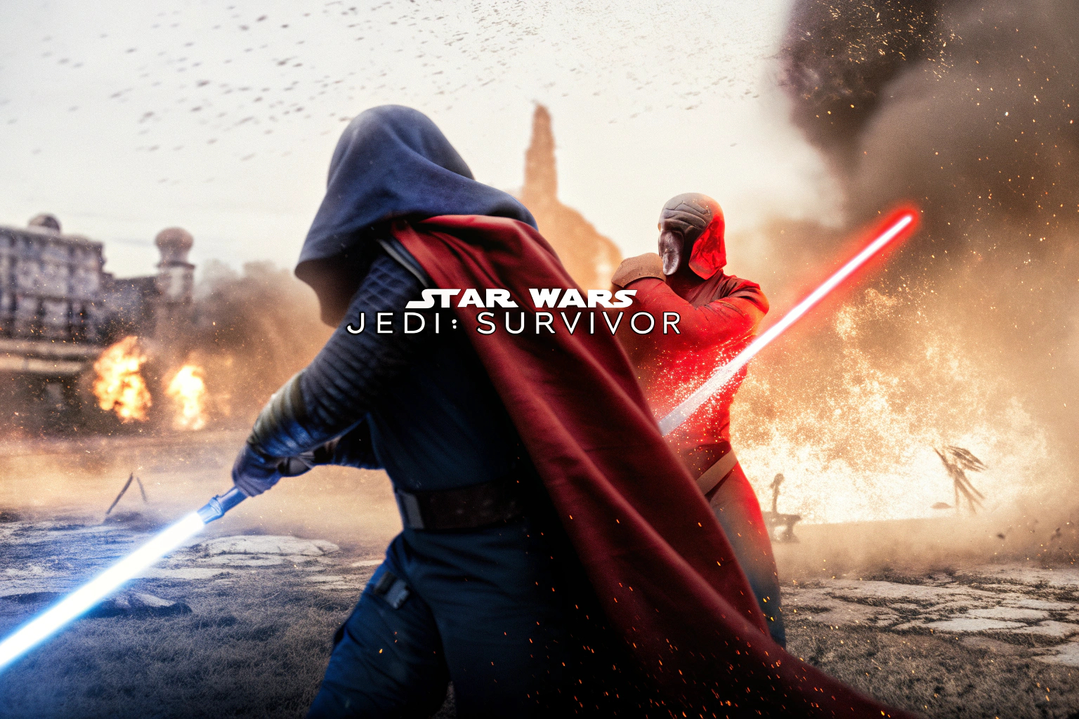 Ein epischer Kampf aus Star Wars Jedi: Survivor, der die Machtfähigkeiten des Protagonisten zeigt. Star Wars Jedi: Survivor Xbox One Spiel