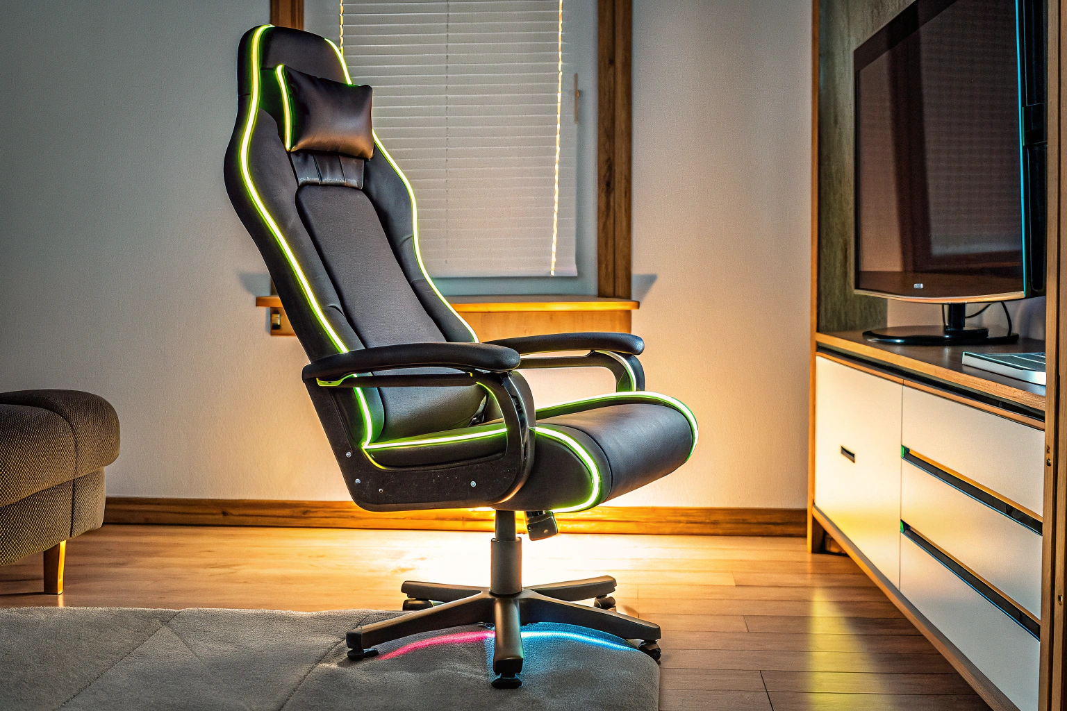 Ein ergonomischer Gaming-Stuhl in einem modernen Design. Moderner Gaming-Stuhl