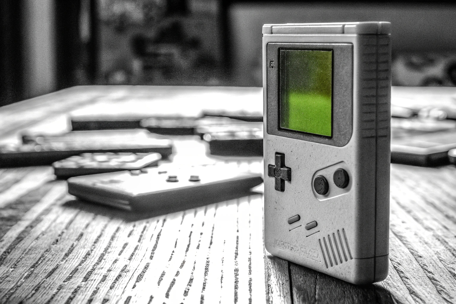 Ein Game Boy beim Spielen von Tetris, dem ikonischen Puzzlespiel. Tetris auf dem Game Boy