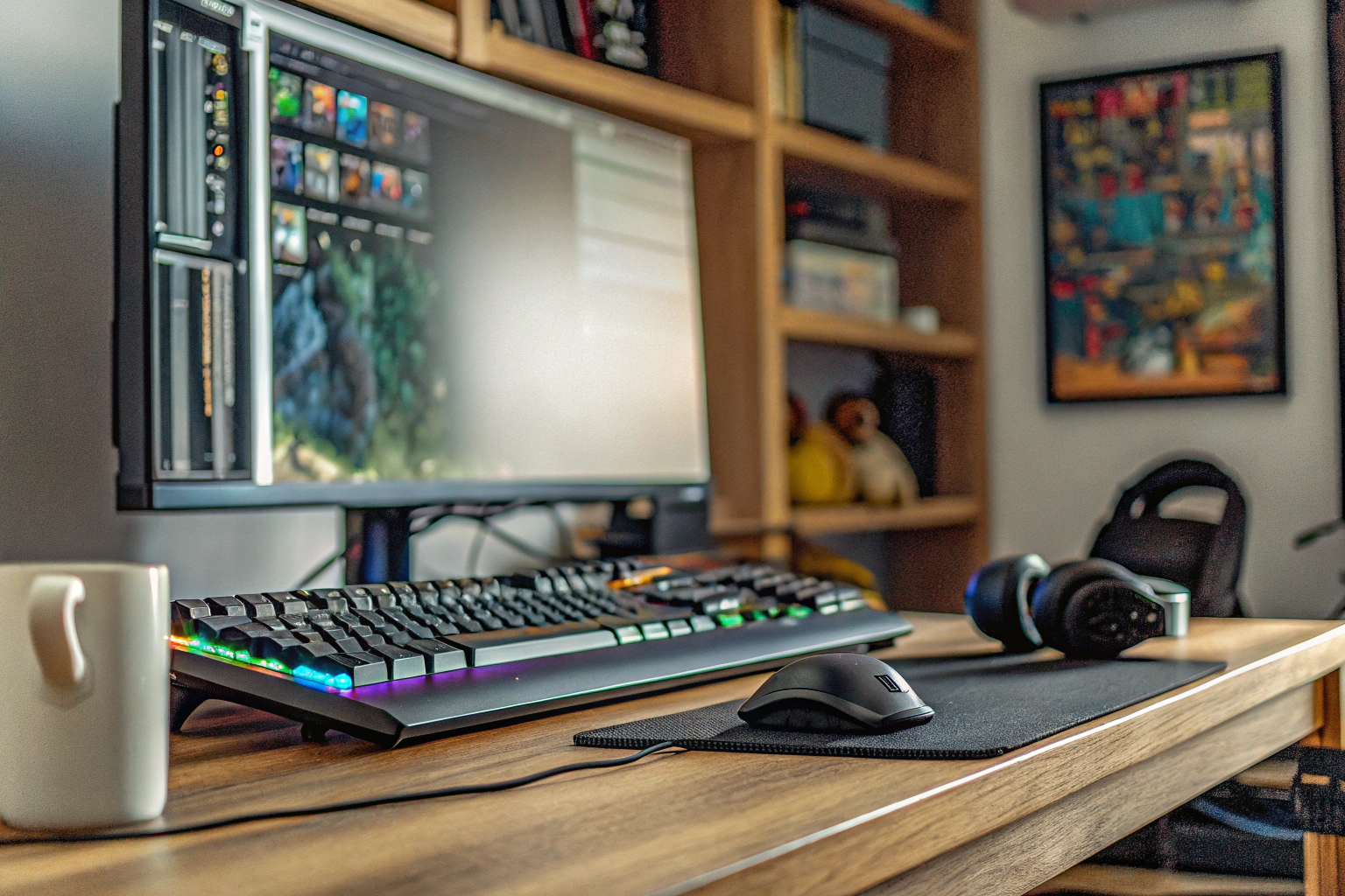 Ein Gamer, der an seinem Setup arbeitet und mit der Community interagiert. Gamer im Setup
