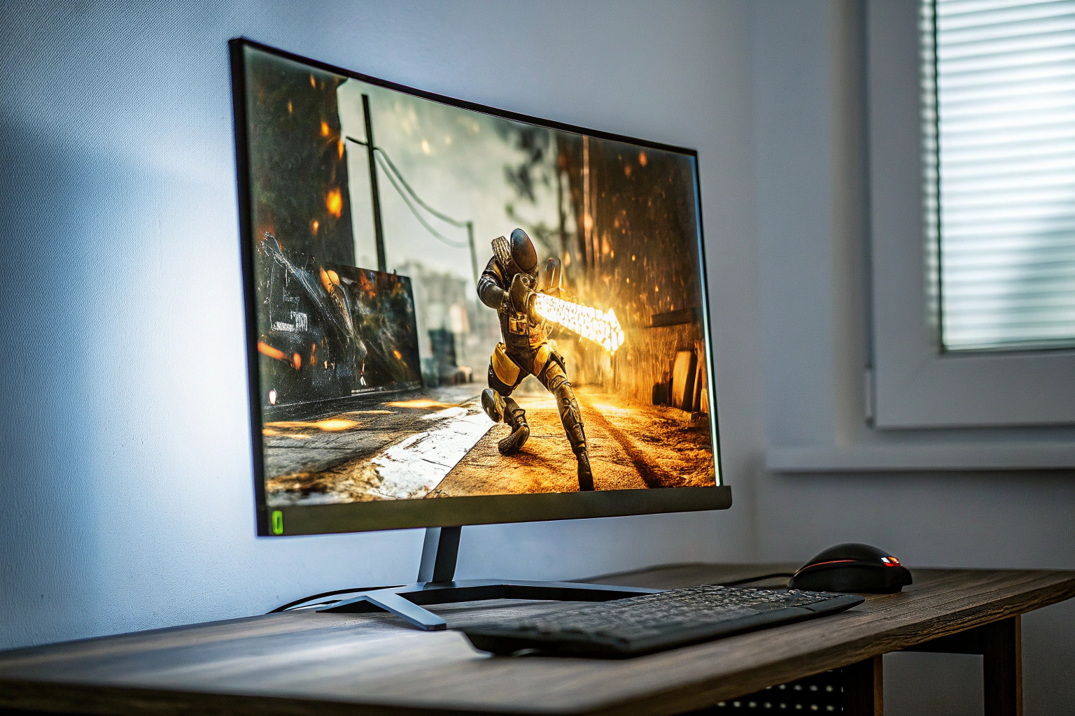 Ein Gamer, der auf einem AOC Gaming C27G2ZE Monitor ein spannendes Spiel spielt. AOC Gaming C27G2ZE im Einsatz