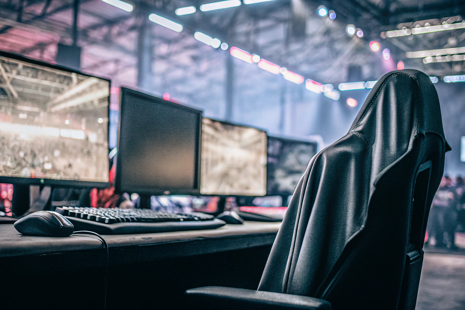 Ein Gamer, der ein CS2-T-Shirt trägt und in einem E-Sport-Event spielt. CS2 Esports T-Shirt